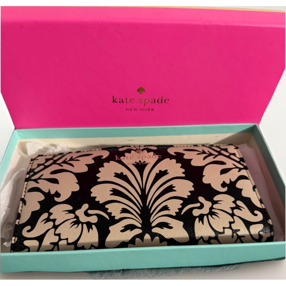 Kate Spade Black & Cream Floral Saffiano‎ Leather Continental Wallet